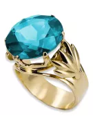 Винтидж стил Пръстен Aquamarine 8K жълто злато vrc029x-aq Art Deco СССР съветски руски стил